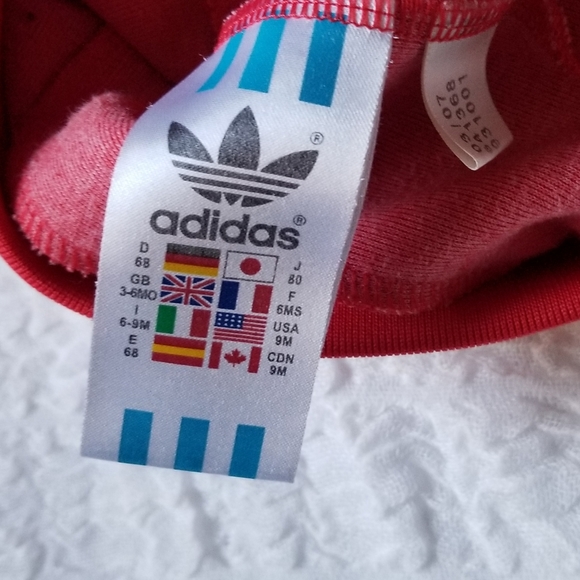 9 Month Unisex Adidas Track Jacket in Red & White - Picture 4 of 4